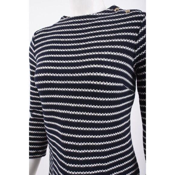 Talbots Womans Sweater Shirt Size PP 0-2 Petite Navy Blue White Striped NWOT - Picture 4 of 6